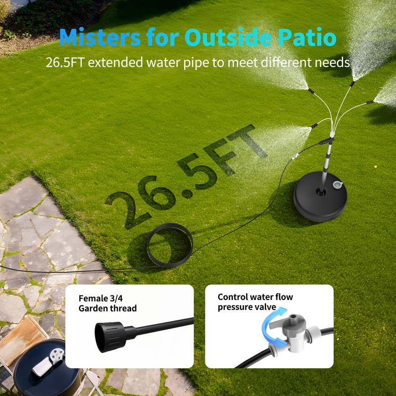 Portable Standing Misting Cooling System - 4 Nozzles DIY Sprayer