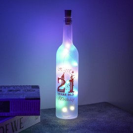 21st Birthday Gifts for her, 21st Birthday Decorations for her, 21 Birthday Gifts for Sister Friends, 21st Birthday Gifts, 21st Birthday Gifts for Friends Wine Bottle Colorful Lights with Cork