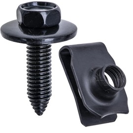 Rexka 15 Sets M8-1.25 Extruded U Nuts & Body Bolts for GM Ford Chrysler - Multi Purposes- Bumper Fender Hood Shield Radiator Engine