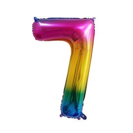 40 Inch Number Balloons Giant Number Aluminium Foil Helium Balloons for Birthday Party Celebration Decoration New Year Baby Shower Anniversary (Rainbow, 7)