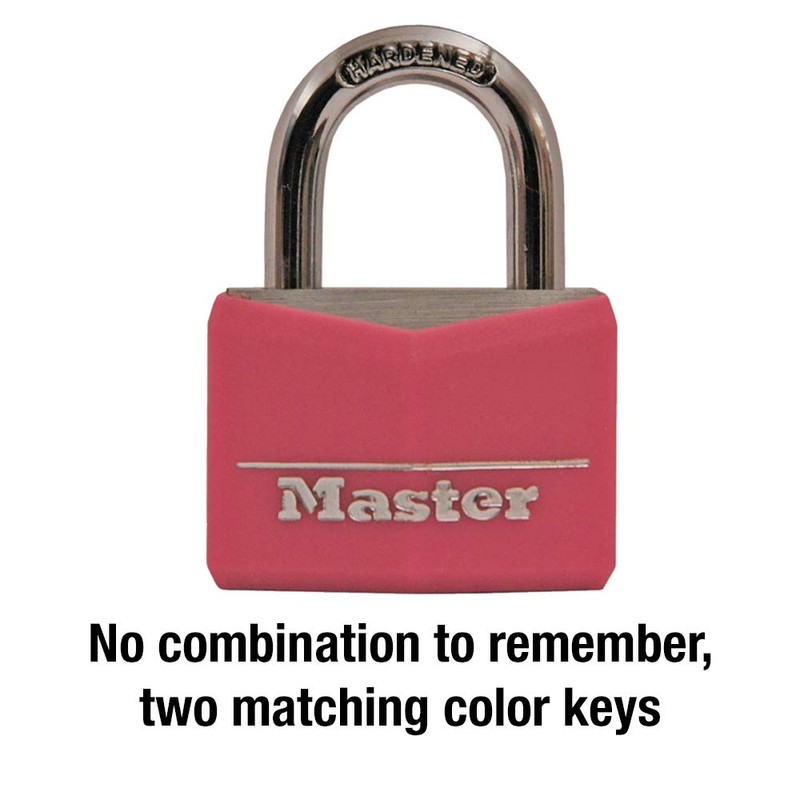 Master Lock Pink Covered Aluminum Keyed Padlock with Steel Shackle,