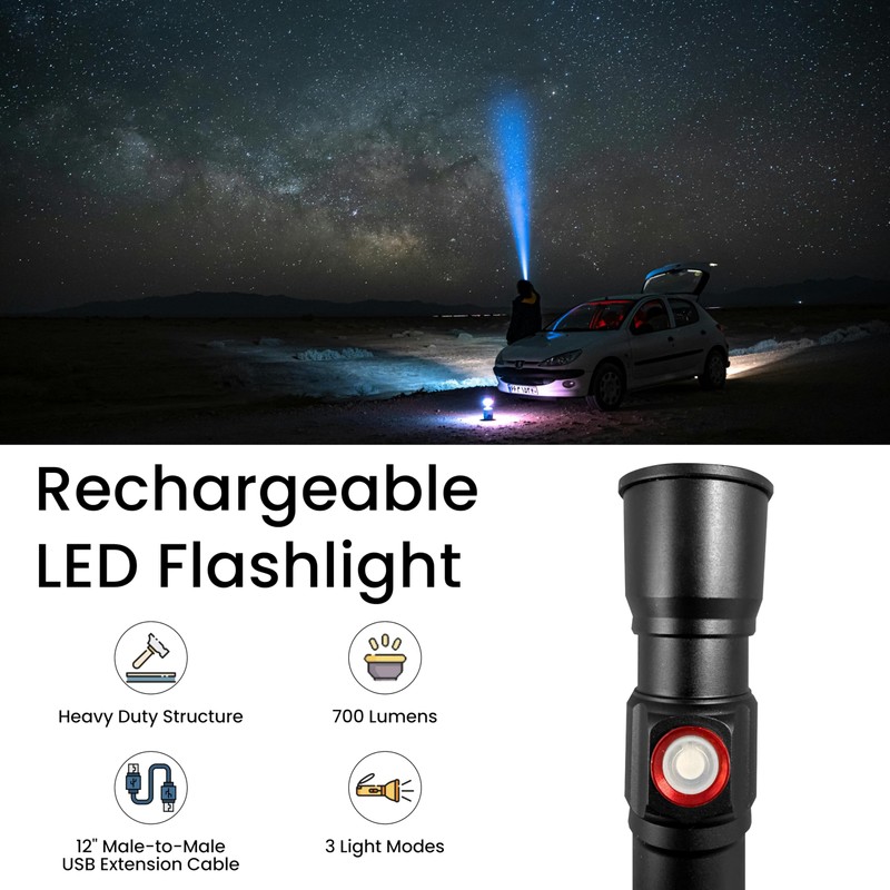 Power By GoGreen Nighthawk LED Flashlight – 700 Lumens, Rechargeable