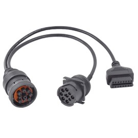 Ocstar J1939 to OBD2 Adapter Cable 9 Pin Y Cable Black SAE J1939 Type1 Extension Cable Male to Female to 16 Pin OBD2 Female Truck Cable Diagnostic Cable Y-Cable OBD-II for GPS Trackers and Scan Tools