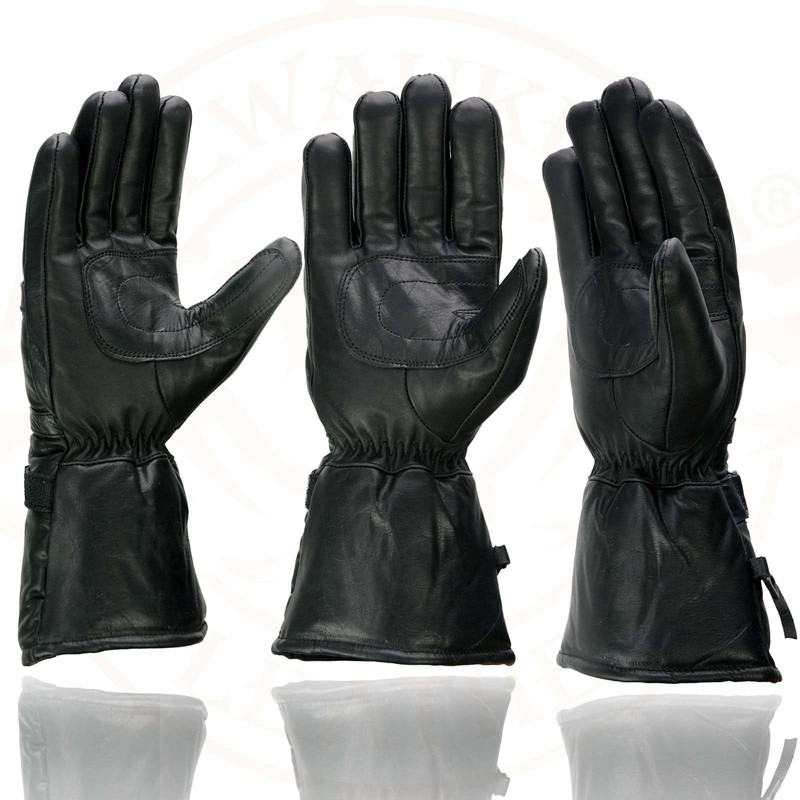 Milwaukee Leather SH231 Men's Black Leather Warm Gauntlet Motorcycle Cold