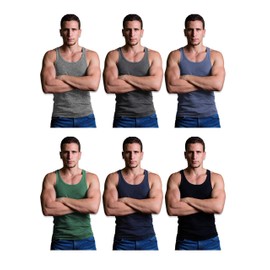 Andrew Scott Men's Cotton A-Shirt Tanks | 100% Cotton Tank Tops | Tag Free | Multi Packs-Colors