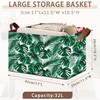 Palm Banana Leaf Rectangular Storage Basket,Collapsible Fabric Storage Container with