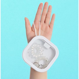 Hsufeng 1pc Hair Tie Organizer Boxes，Portable Hair Tie Holder Organizer Can Jewelry Organizer Portable Travel Dispenser Container Hair Ropes Travel Organizer White