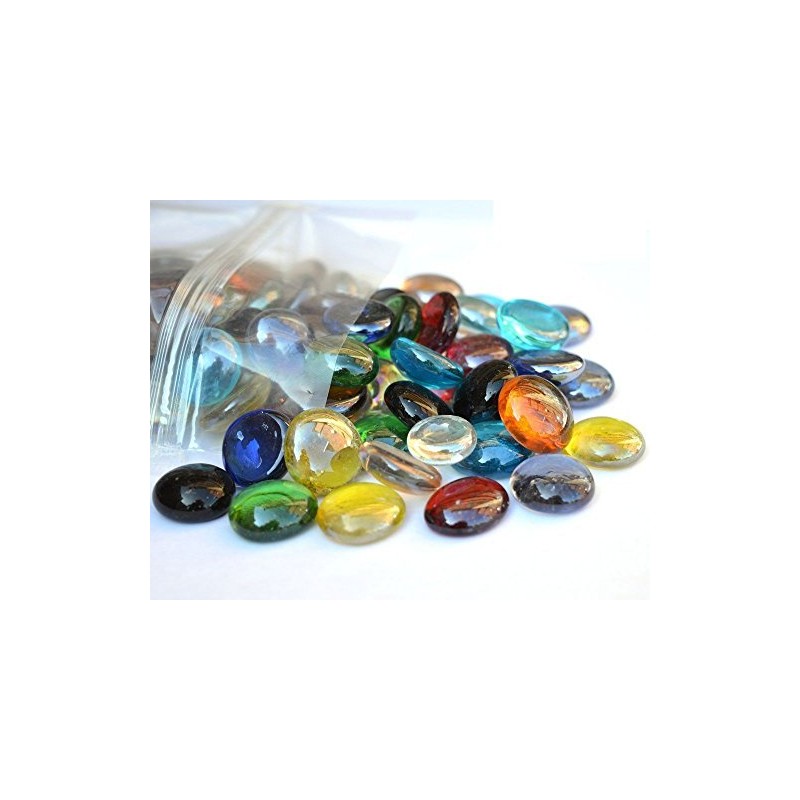 STONED® 1 Kilo Decorative Round Glass Pebbles 18-20mm … (Mixed)