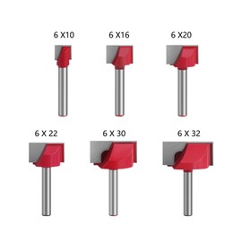 BIGP 6 Pieces 6 mm Shank Floor Cleaning Cutter Set Milling Cutter End Mill Woodworking Tool Bit 10/16/20/22/30/32 mm