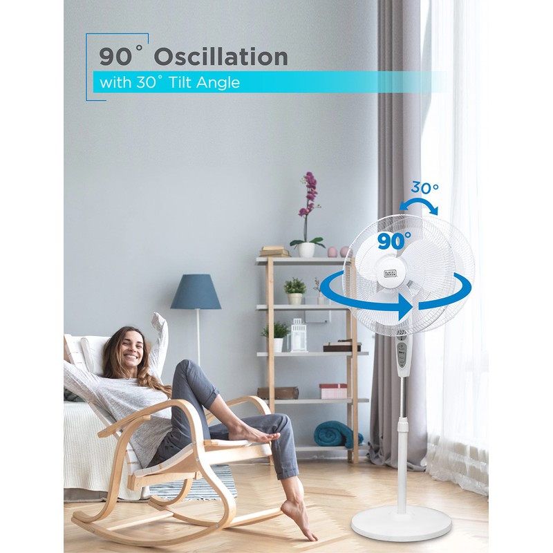 BLACK+DECKER 18-Inch Stand Fan with Pedestal Base, Height Adjustable Pedestal