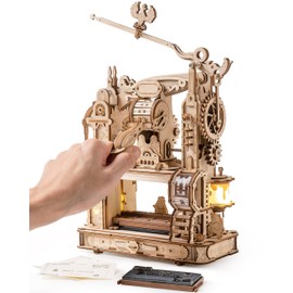 ROWOOD LK602 3D Puzzle Wooden Printing Machine, Mechanical Model Kit for Adults, DIY Wooden Construction Crafts, Cool Toy for Birthday Gifts,