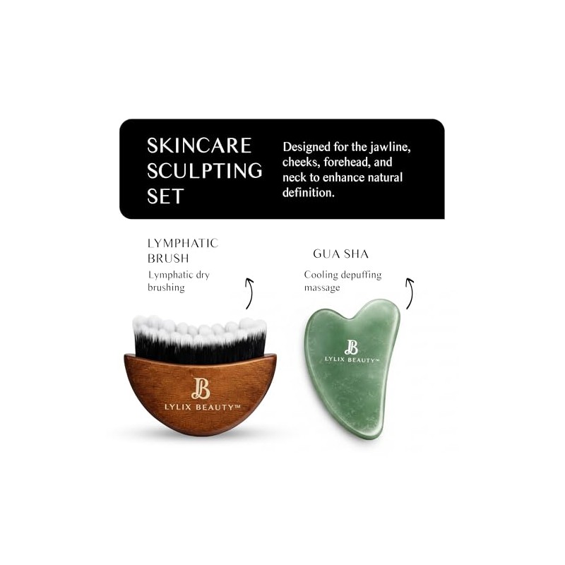 Lymphatic Contour Face Brush & Jade Gua Sha Set for