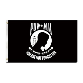 Generic Pow Mia Double Sided 3 Ply 3x5 Ft Polyester You are Not Forgetten Flags Powmia Prisoner of War Flag with 2 Grommets for Outdoor Hanging Decorations