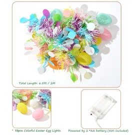 Easter Garland Lighting Decor Glitter Tinsel Spring Garland 6Ft 10 Easter Egg Lights String Decorations for Tree Mantle Fireplace Bedroom Office Classroom Party Garland Eggs Lights String