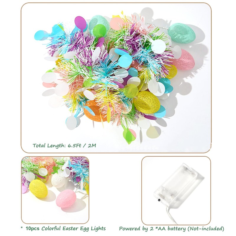 Easter Garland Lighting Decor Glitter Tinsel Spring Garland 6Ft 10