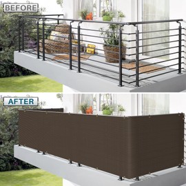 Coarbor 2.5'x114' Balcony Privacy Fence Screen Balcony Cover for Balcony Outdoor Porch Verandah Deck Terrace Patio Backyard Railing 160GSM 90% Blockage Brown