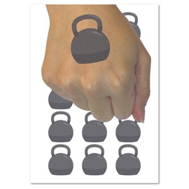 Kettlebell Weight Solid Temporary Tattoo Water Resistant Fake Body Art Set Collection - 54 1" Tattoos (1 Sheet)