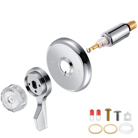 Avenuebool Single Lever Tub and Shower Rebuild Kit, Compatible with Mixet Shower Valves Repair Parts, Includes Cartridge Stem, Shallow Flange, Temperature and Volume Control Handle(Chrome Handle)