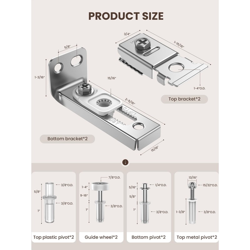 Bifold Door Hardware Repair Kit - 2 Pack Bi-fold Sliding