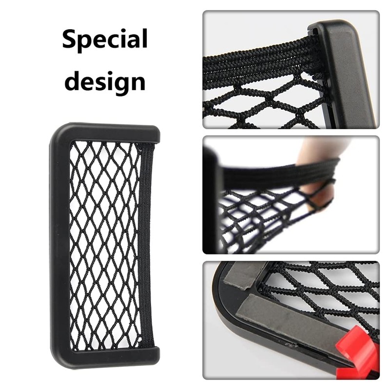 2 Pcs Car Storage Net Bags Black Mesh Organizer Nets