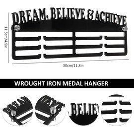 Medal Display Hanger, Wall Mounted Acrylic Medal Display Rack, Decorative Black Medal Holder with Inspirational Words Memorial Medal Hanger for Living Room Bedroom