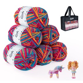 ilauke Knitting Wool Yarn for Crochet (6 X 50g) Assorted Colors Acrylic Wool for Knitting, Colorful Double Knitting Yarn for DIY Knitting Craft and Crochet Project (Multi-Colored,4-Ply)