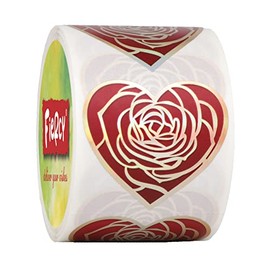 Fiercy Rose Heart Stickers Roll, 1.5 inch Heart Self-Adhesive Labels for Personal and Business Use, Wedding Stickers for Favors