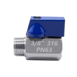Beduan 3/8" Mini Ball Valve, 316 Stainless Steel Female x Male NPT Thread Shut-Off Valve(Pack of 1)