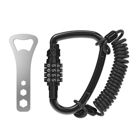 UP Security Combination Lock Outdoor Carabiner Heavy Duty D Ring, Large Locking Carabiner Clip, Motorcycle Helmet Lock with 4.5 ft Retractable Cable, for Hiking, Backpack, Travel Luggage Anti Theft