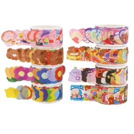 LGEGE 8 Rolls Cute Die Cutting Washi Tape Set,18mm x 18mm Each Sheet,Cartoon Ghost,Bear,Rabbit,Cloud Pattern,Japanese Masking Tape Décor for Scrapbook,Bullet Journal(800 Sheets)