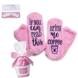 CHANGGER If You Can Read This Bring Me Coffee Fuzzy Funny Saying Crew Coffee Socks christmas Unisex Gift (One Size, Bring me coffee)