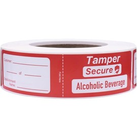 Alcoholic Beverage Tamper Evident Proof Seals for Food Safety - to-Go Drink Stickers with Secure, Easy to Peel Stickers, 1.5 x 6 Inch, 500 Total Labels on a Roll
