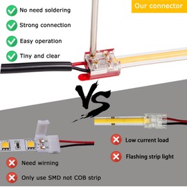 Threetwofour 15 Pack Single Color LED Strip Light Connector Solderless LED Strip Connector 8MM 2Pin LED Connector Strip to Strip Wire Lead Connector Suit for 8mm/0.31 Width Strip Light DC5-24V