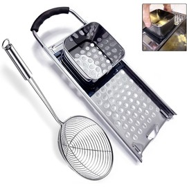 Premium Grade Stainless Steel Spaetzle Maker, Homemade Spaetzle Machine Noodle Press, Traditional German egg Noodle Maker, Timesaver Spaetzle Press with Handheld Mesh Strainer Kitchen Gadgets