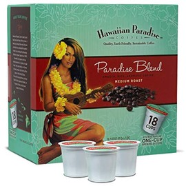 Hawaiian Paradise Coffee Cups Paradise Blend Single Serve Cups - 18 Count - Medium Roast From 100% Arabica Beans - Compatible with Keurig K-Cup Brewers
