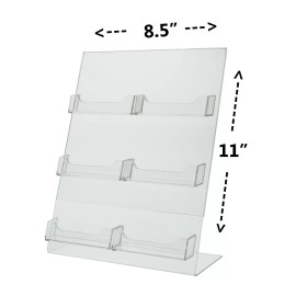 Marketing Holders 8.5" x 11" Table Tent Counter Top Slant Back with 6 Business Card Holders