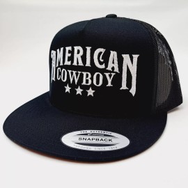 thepatriotspride American Cowboy Embroidered Flat Bill Mesh Snapback  Cap Hat Black