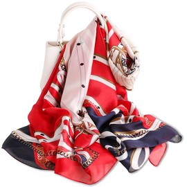 LumiSyne Bufanda De Seda Mujer Fulares Estampada Vintage Estilo Moda Elegante Chal Cuadrado Grande Estolas Protector Solar Pañuelo Bufanda De Cuello Toda La Temporada