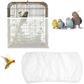 LBYHZS Falda Jaula para Pájaros, Grandes Ajustables para Jaula de Pájaros, Malla de Jaula pájaros Tela, Colector Semillas Malla Suave y Ventilada, Cubierta Red Jaula (Blanco)
