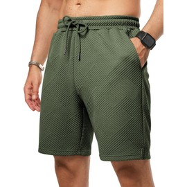 JMIERR Mens Sweat Shorts Summer Fashion Casual Elastic Waist Drawstring Sports Training Sweat Shorts with Pockets 7 Inch Inseam, 3XL, Green