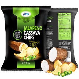 Jans Root Chips (3 Oz - Pack of 12, Jalapeno Cassava Chips)