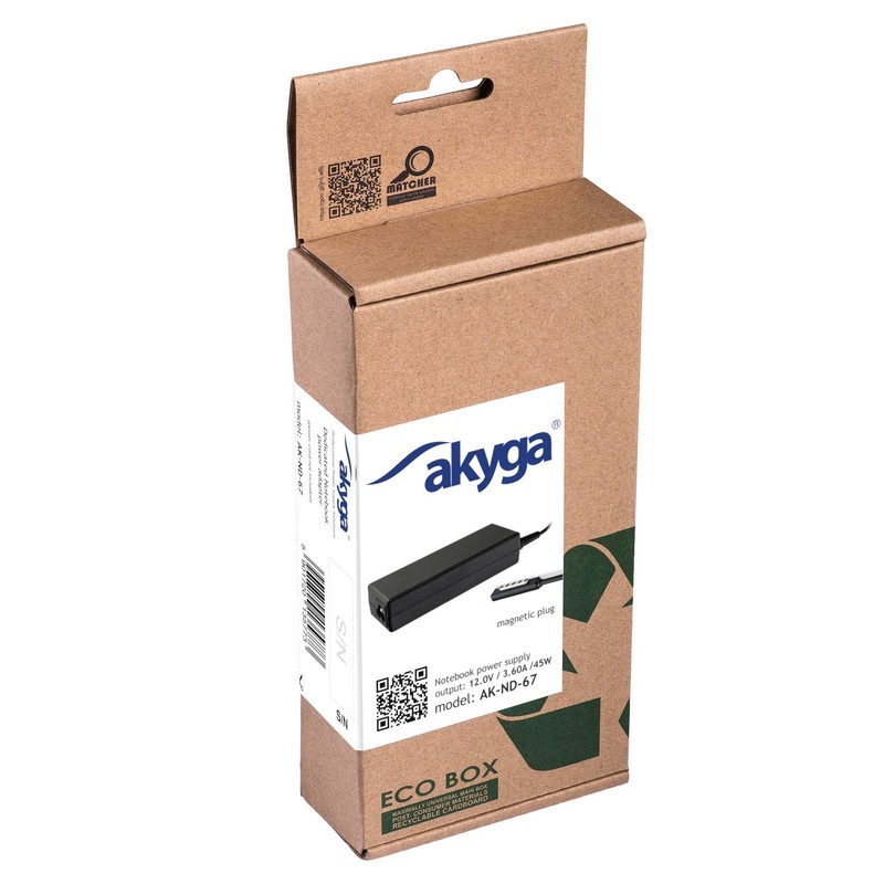 Akyga Notebook Power Supply AK-ND-67 12.0V / 3.60A 45W Magnetic