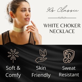 STACKABLE CREATIONS Black Choker Necklaces for Women, Wide Velvet Thick 90s Ribbon Neck Collar, Stainless Steel, No Gemstone