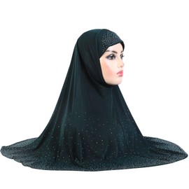 Shiny Rhinestones Muslim Turban Hijab Cap Long Hejab Glitter Islamic Head Scarves Shawl Wrap for Women Girls
