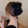 Hair Clips, Large Bows, Tight, Velour Type, Rhinestones, Hair Clips,