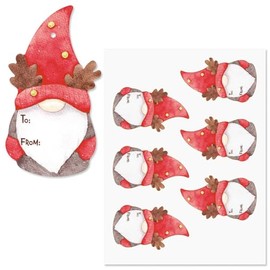Current Gnome Die-Cut Christmas Gift Hang Tags - Set of 12 Christmas Gift Package Labels, 3" by 4" Large Present to/from Hanging with Tie