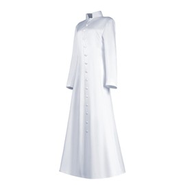 MYAYD Women's Cassock Robe Church Robe Choir Minister Clergy Pulpit Liturgical Black White (White,L)