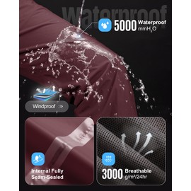 33,000ft Women's Rain Pants Lightweight Breathable Waterproof Pants Soft Windproof Overall Tousers for Hiking, Golf Dark Red