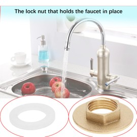 Micro Traders 2 Sets Faucet Nut Installation Kit 1/2 Inch Brass Lock Nuts with Gaskets Faucet Fixing Lock Nut for Outdoor Gardens Washing Machines Air Conditioners, 650-BIW