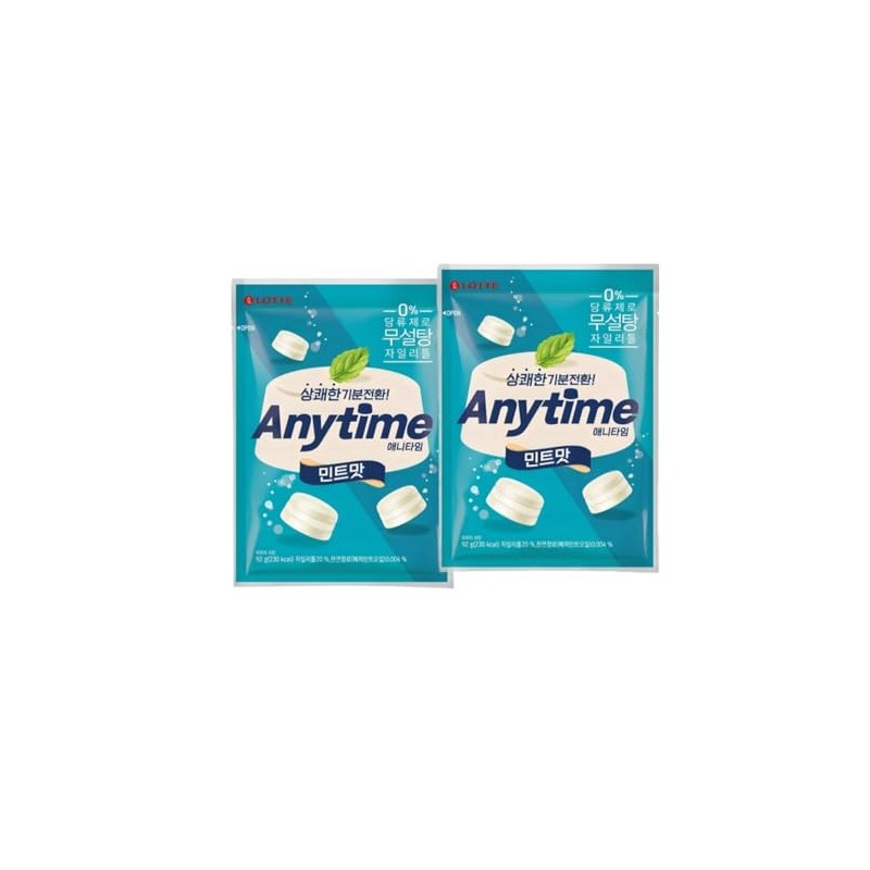 Anytime Mint Hard Candy, Sugar Free Korean Candy with Xylitol,